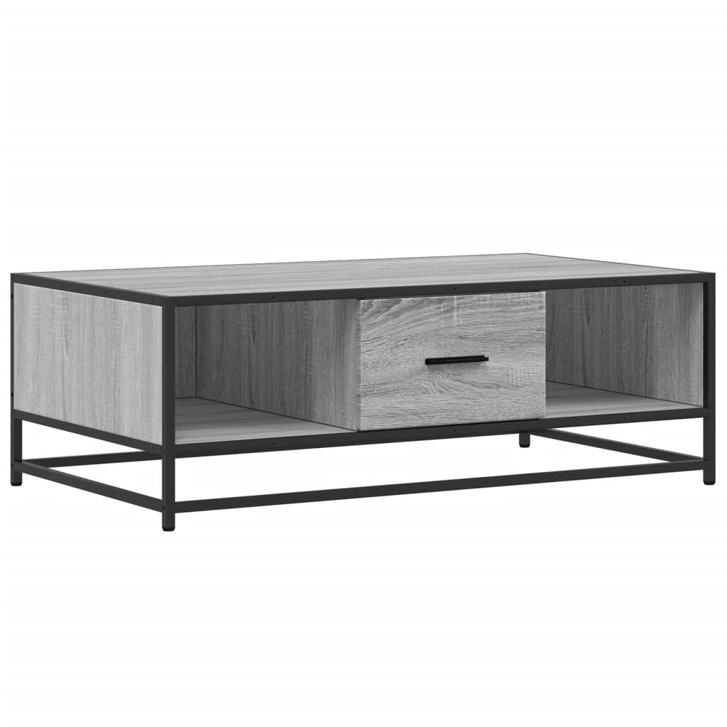 Tavolino Grigio Sonoma 100x57x35 cm Legno Multistrato e Metallo