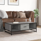 Tavolino Grigio Sonoma 100x57x35 cm Legno Multistrato e Metallo