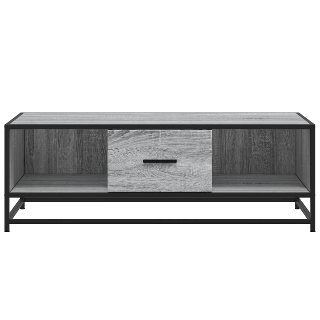 Tavolino Grigio Sonoma 100x57x35 cm Legno Multistrato e Metallo