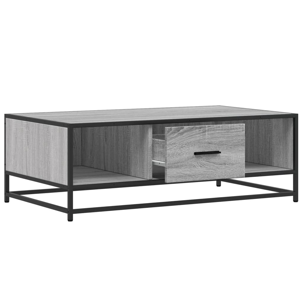 Tavolino Grigio Sonoma 100x57x35 cm Legno Multistrato e Metallo