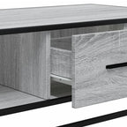 Tavolino Grigio Sonoma 100x57x35 cm Legno Multistrato e Metallo