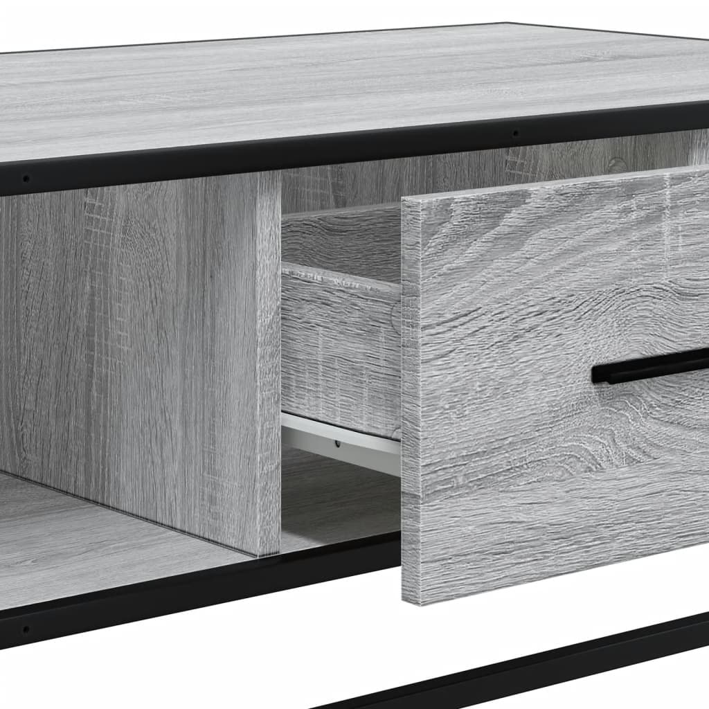Tavolino Grigio Sonoma 100x57x35 cm Legno Multistrato e Metallo