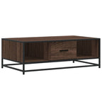 Tavolino Rovere Marrone 100x57x35 cm Legno Multistrato Metallo