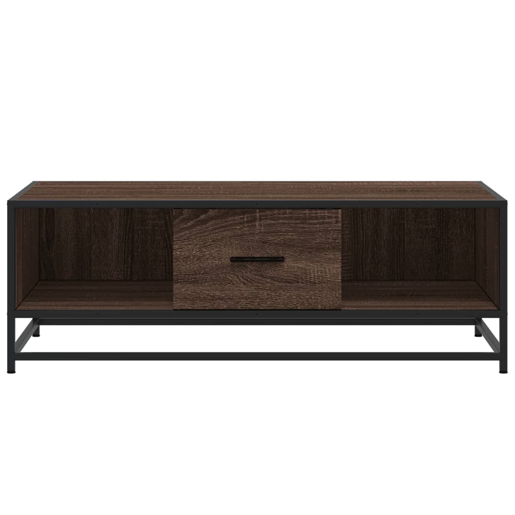 Tavolino Rovere Marrone 100x57x35 cm Legno Multistrato Metallo