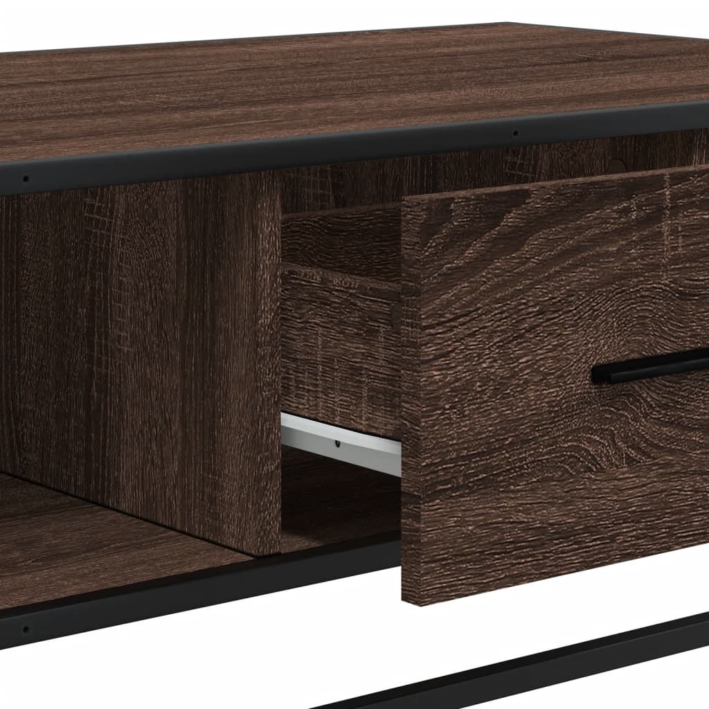 Tavolino Rovere Marrone 100x57x35 cm Legno Multistrato Metallo