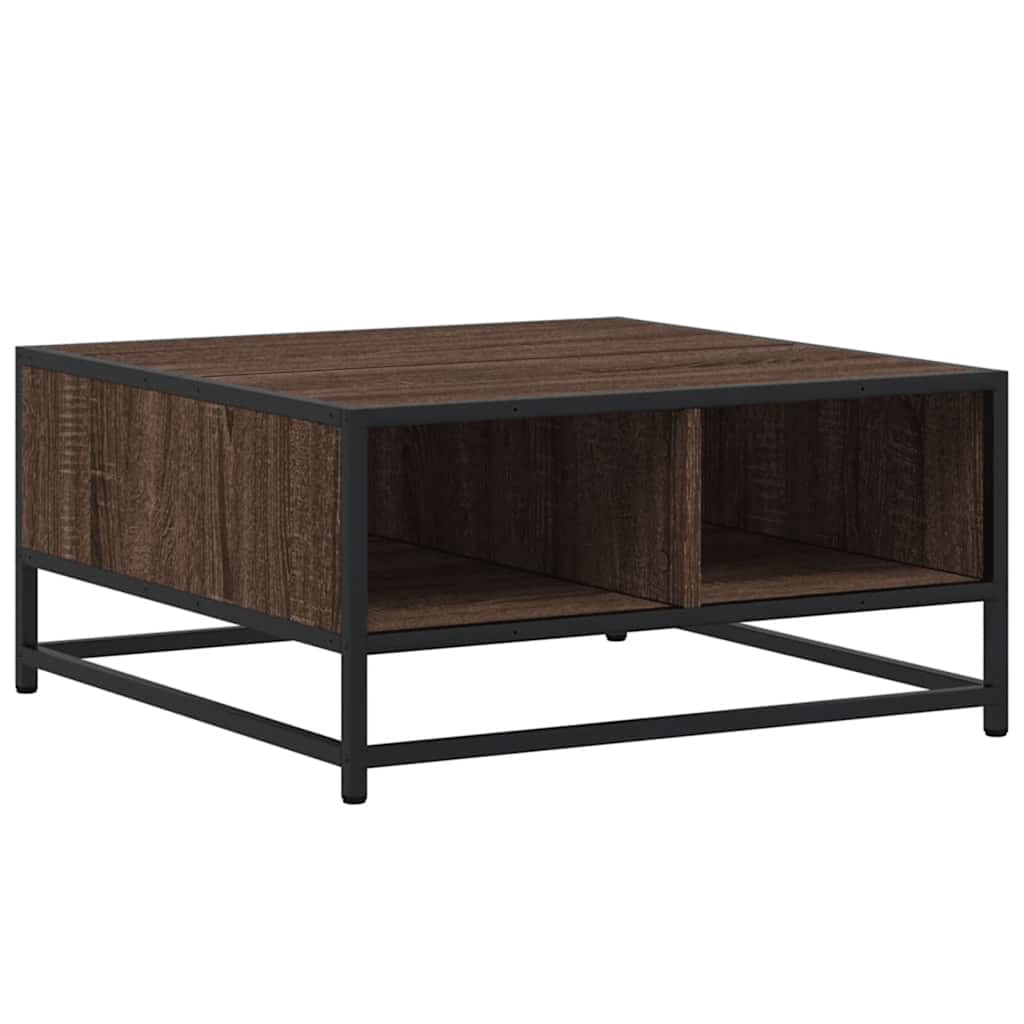 Tavolino Rovere Marrone 60,5x60,5x30 cm in Truciolato e Metallo