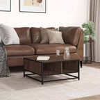 Tavolino Rovere Marrone 60,5x60,5x30 cm in Truciolato e Metallo
