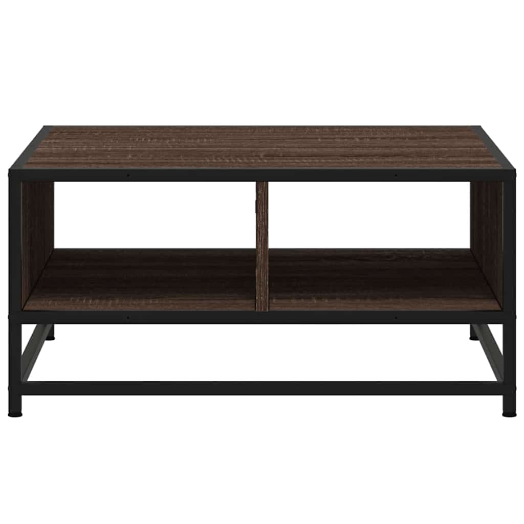 Tavolino Rovere Marrone 60,5x60,5x30 cm in Truciolato e Metallo