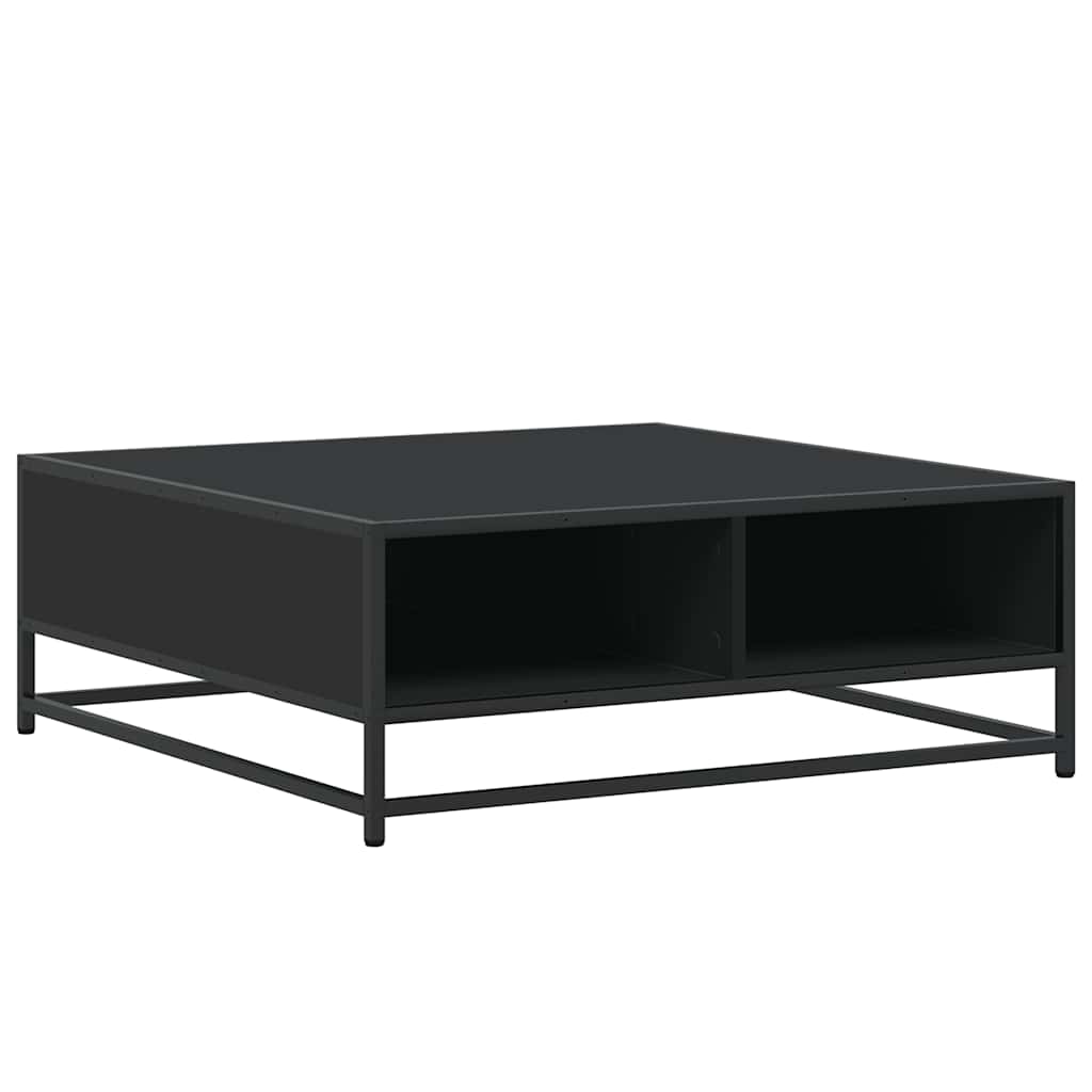 Tavolino da Salotto Nero 80x80x30 cm in Truciolato e Metallo