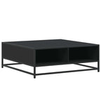 Tavolino da Salotto Nero 80x80x30 cm in Truciolato e Metallo