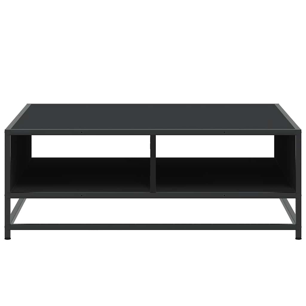 Tavolino da Salotto Nero 80x80x30 cm in Truciolato e Metallo