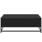 Tavolino da Salotto Nero 80x80x30 cm in Truciolato e Metallo