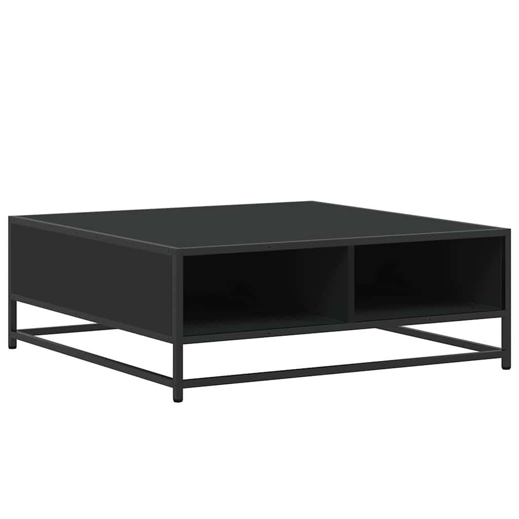 Tavolino da Salotto Nero 80x80x30 cm in Truciolato e Metallo
