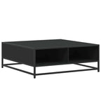 Tavolino da Salotto Nero 80x80x30 cm in Truciolato e Metallo