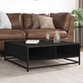 Tavolino da Salotto Nero 80x80x30 cm in Truciolato e Metallo