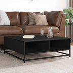 Tavolino da Salotto Nero 80x80x30 cm in Truciolato e Metallo