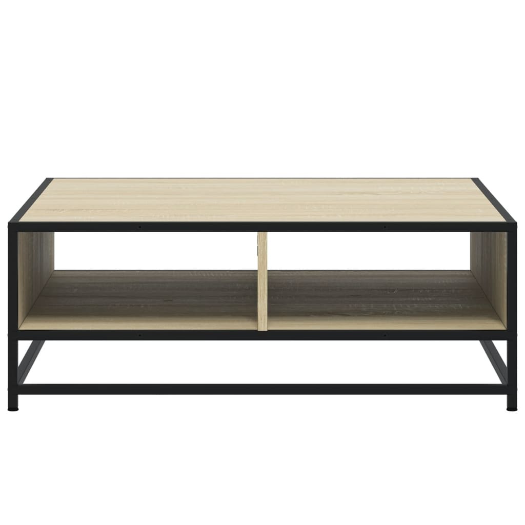 Tavolino Rovere Sonoma 80x80x30 cm in Truciolato e Metallo