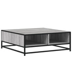 Tavolino Grigio Sonoma 80x80x30 cm in Truciolato e Metallo