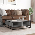 Tavolino Grigio Sonoma 80x80x30 cm in Truciolato e Metallo