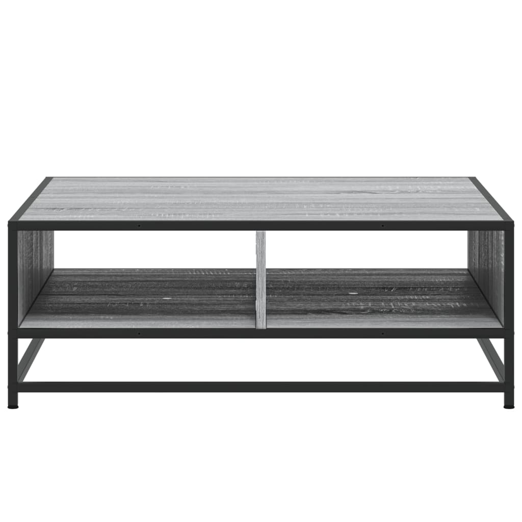 Tavolino Grigio Sonoma 80x80x30 cm in Truciolato e Metallo