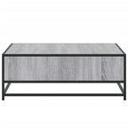Tavolino Grigio Sonoma 80x80x30 cm in Truciolato e Metallo
