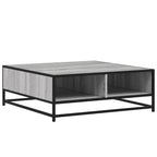 Tavolino Grigio Sonoma 80x80x30 cm in Truciolato e Metallo
