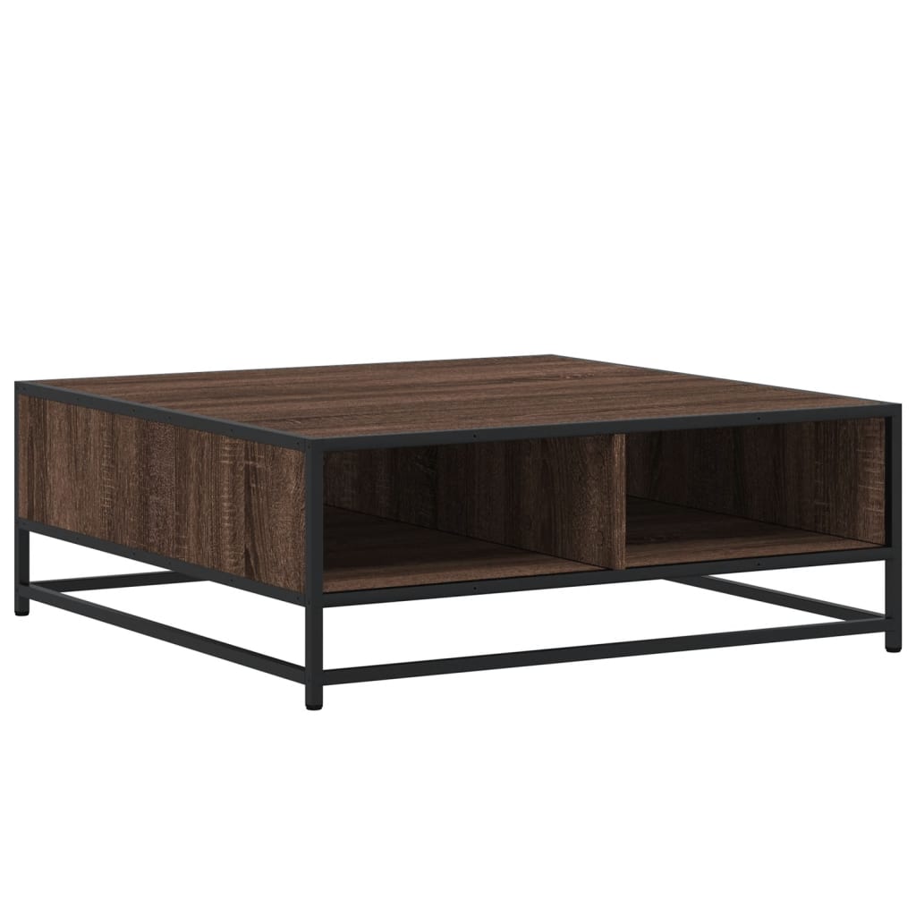 Tavolino Rovere Marrone 80x80x30 cm in Truciolato e Metallo