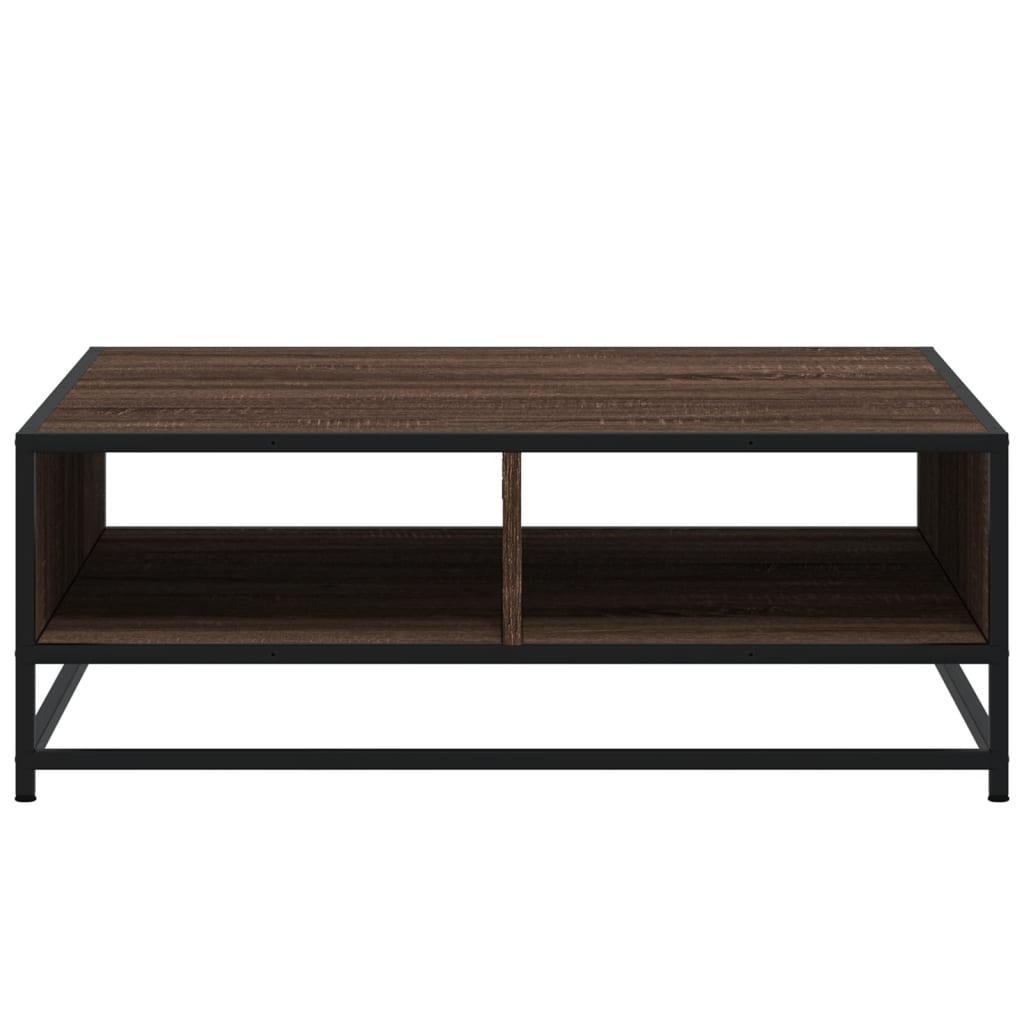 Tavolino Rovere Marrone 80x80x30 cm in Truciolato e Metallo