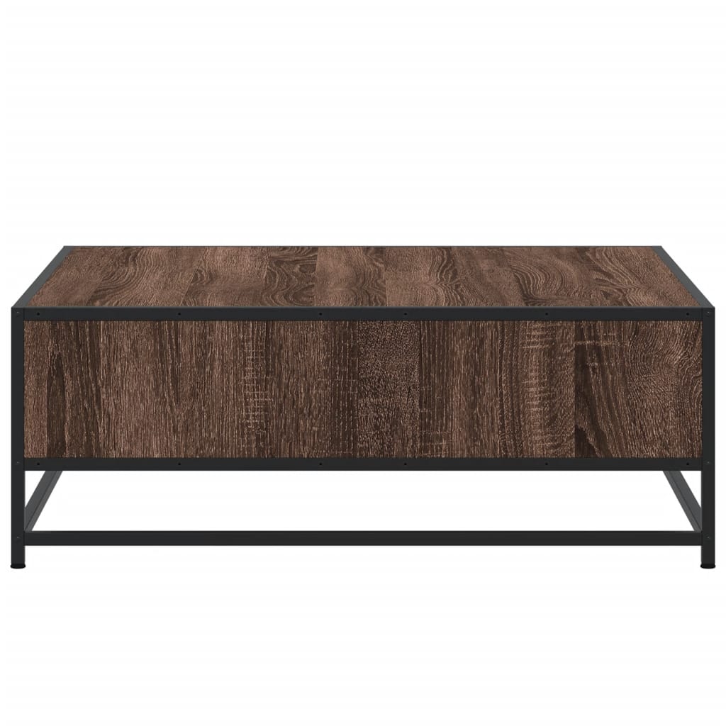 Tavolino Rovere Marrone 80x80x30 cm in Truciolato e Metallo