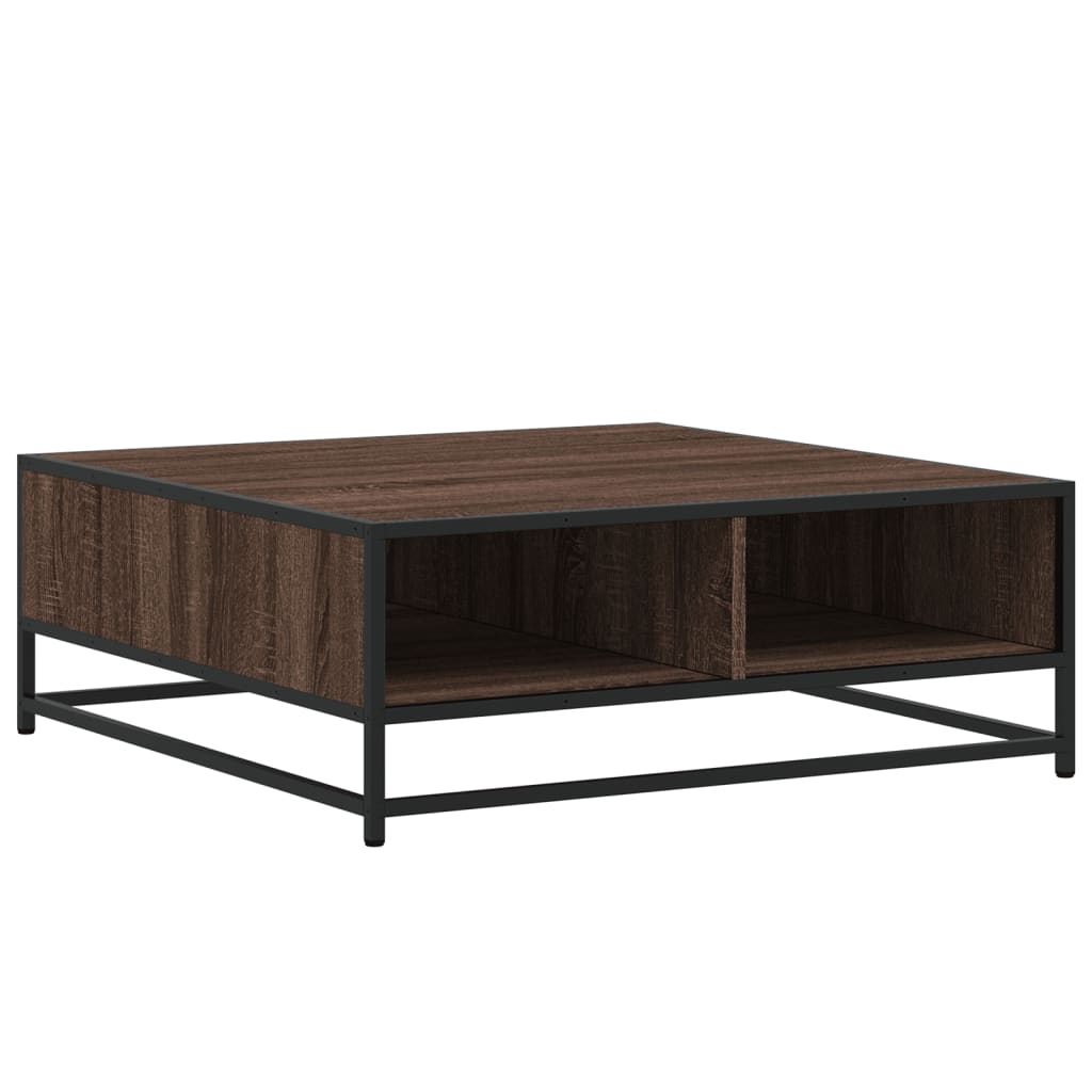 Tavolino Rovere Marrone 80x80x30 cm in Truciolato e Metallo