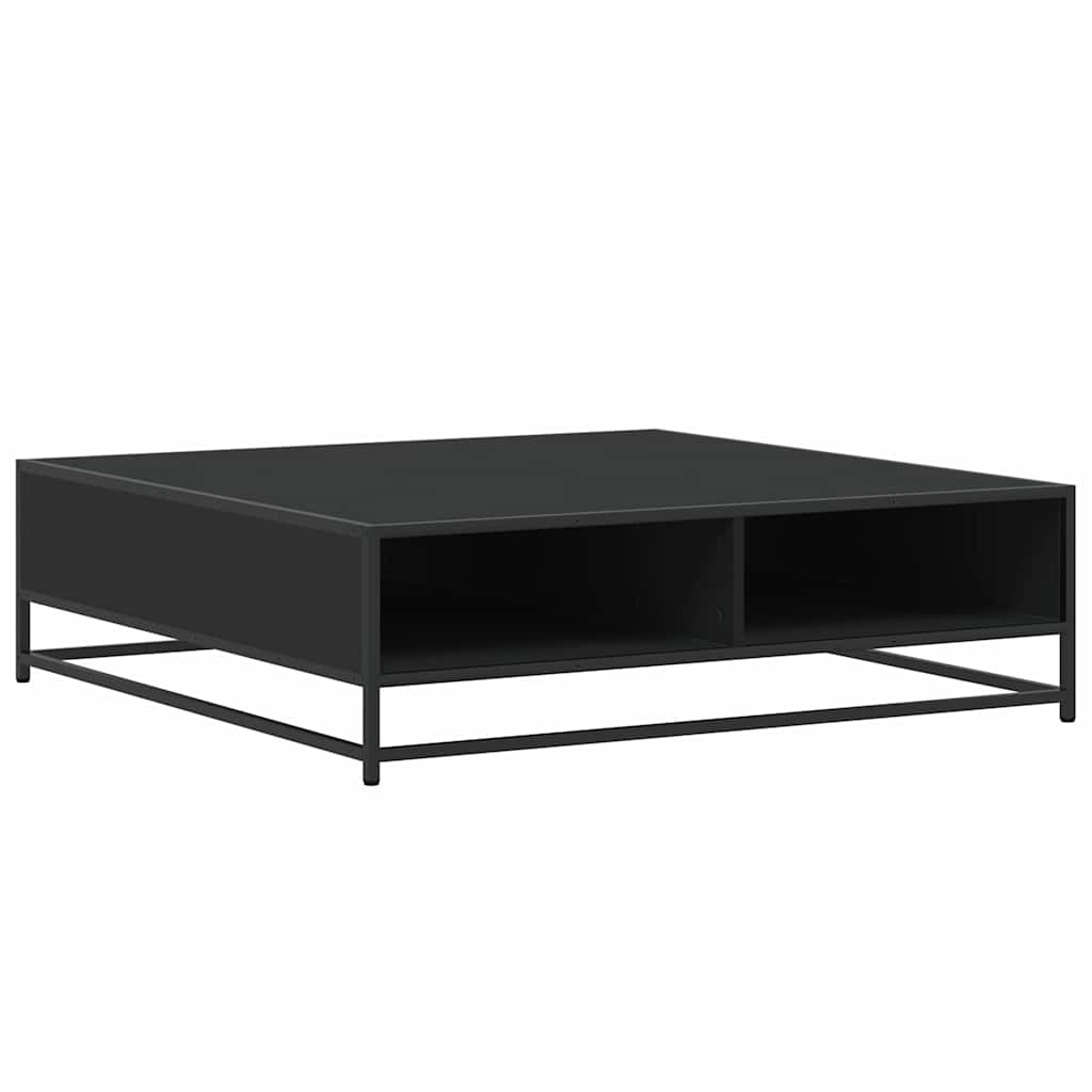 Tavolino Nero 100x100x30 cm Legno in Truciolato e Metallo