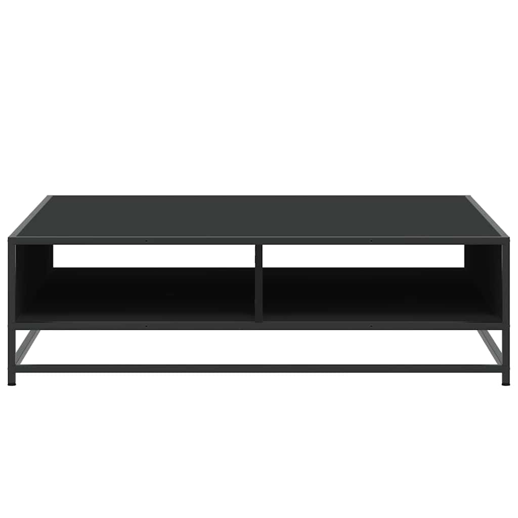 Tavolino Nero 100x100x30 cm Legno in Truciolato e Metallo