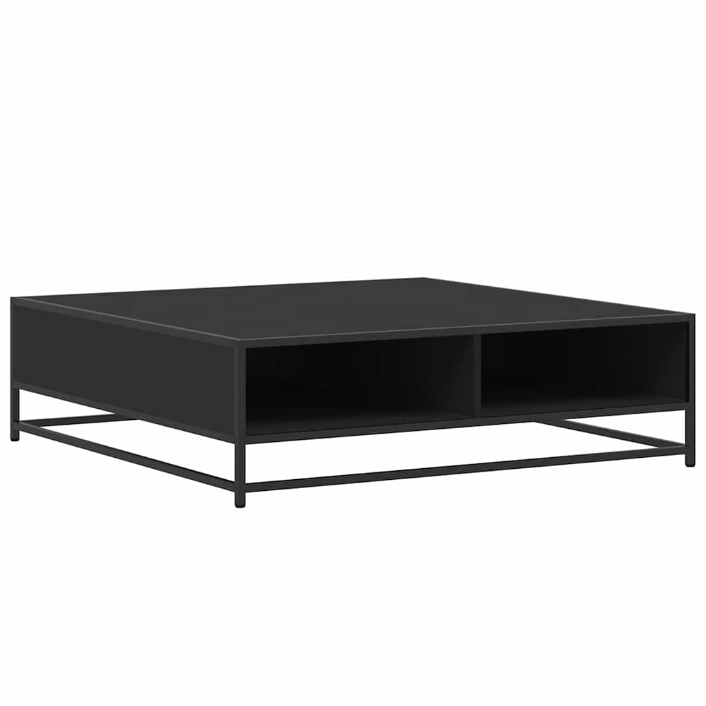 Tavolino Nero 100x100x30 cm Legno in Truciolato e Metallo