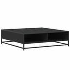 Tavolino Nero 100x100x30 cm Legno in Truciolato e Metallo