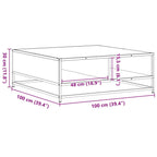 Tavolino Nero 100x100x30 cm Legno in Truciolato e Metallo
