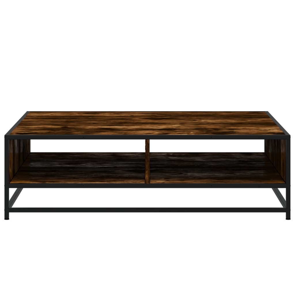 Tavolino Rovere Fumo 100x100x30 cm in Truciolato e Metallo