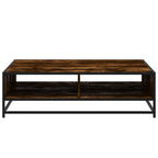 Tavolino Rovere Fumo 100x100x30 cm in Truciolato e Metallo