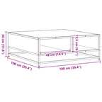 Tavolino Rovere Fumo 100x100x30 cm in Truciolato e Metallo