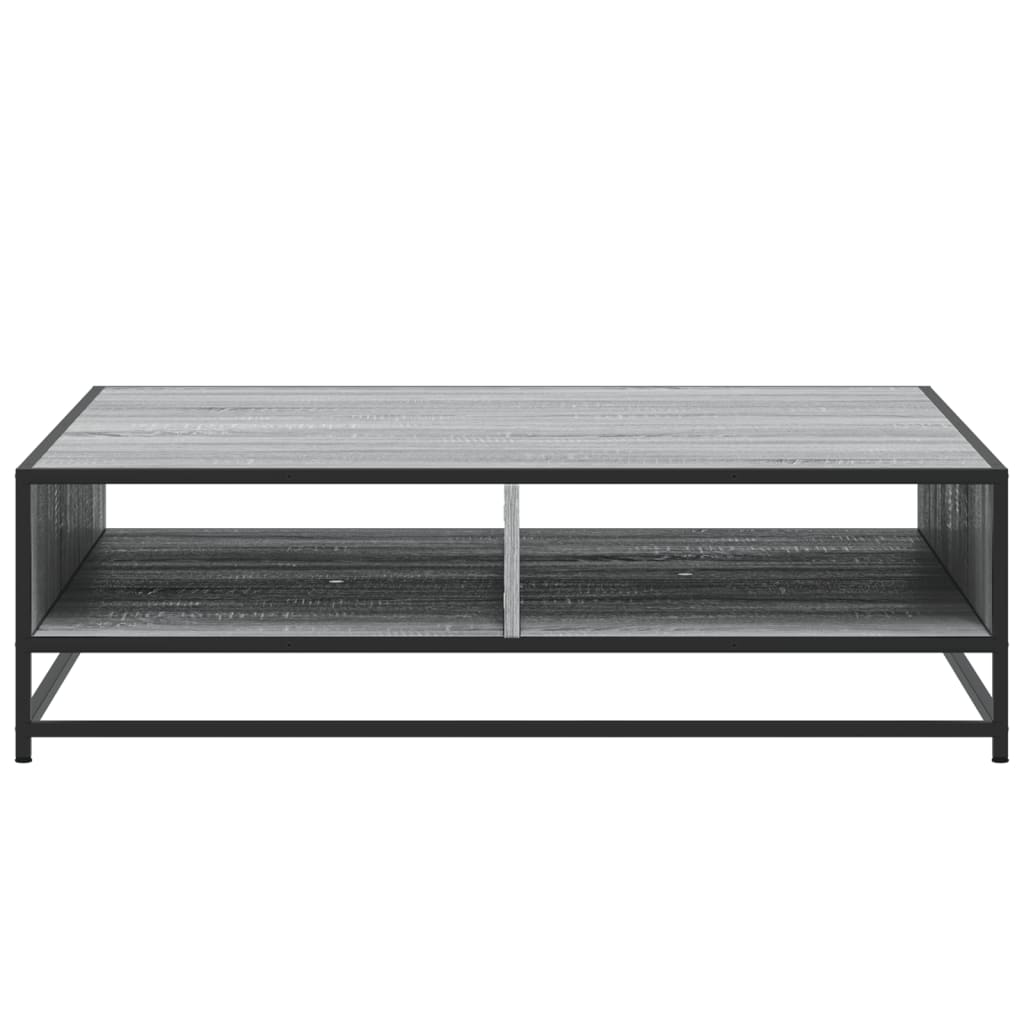 Tavolino Grigio Sonoma 100x100x30 cm in Truciolato e Metallo