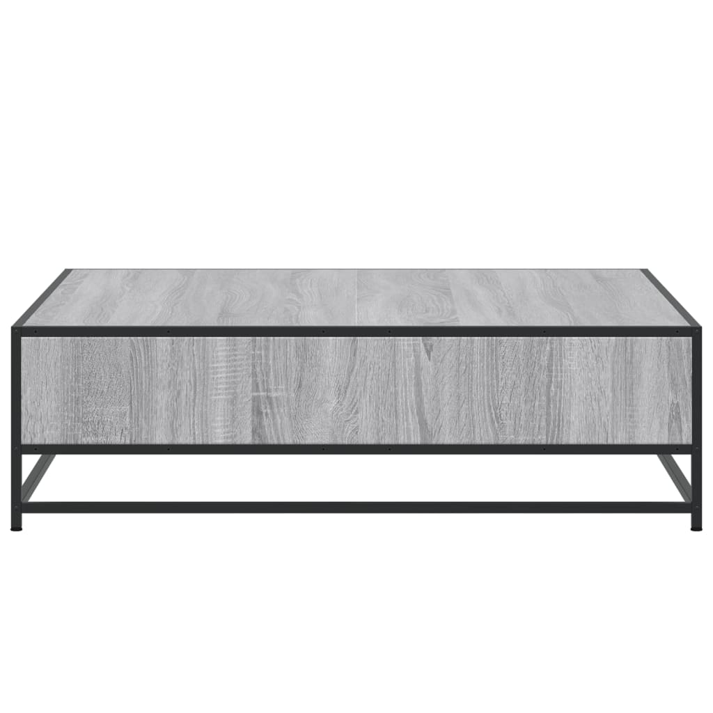 Tavolino Grigio Sonoma 100x100x30 cm in Truciolato e Metallo