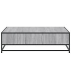 Tavolino Grigio Sonoma 100x100x30 cm in Truciolato e Metallo
