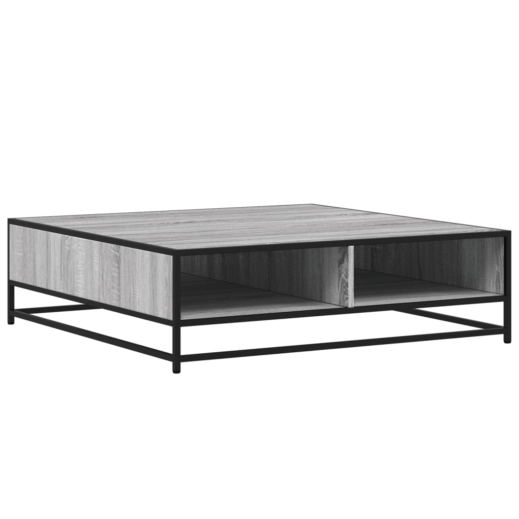 Tavolino Grigio Sonoma 100x100x30 cm in Truciolato e Metallo