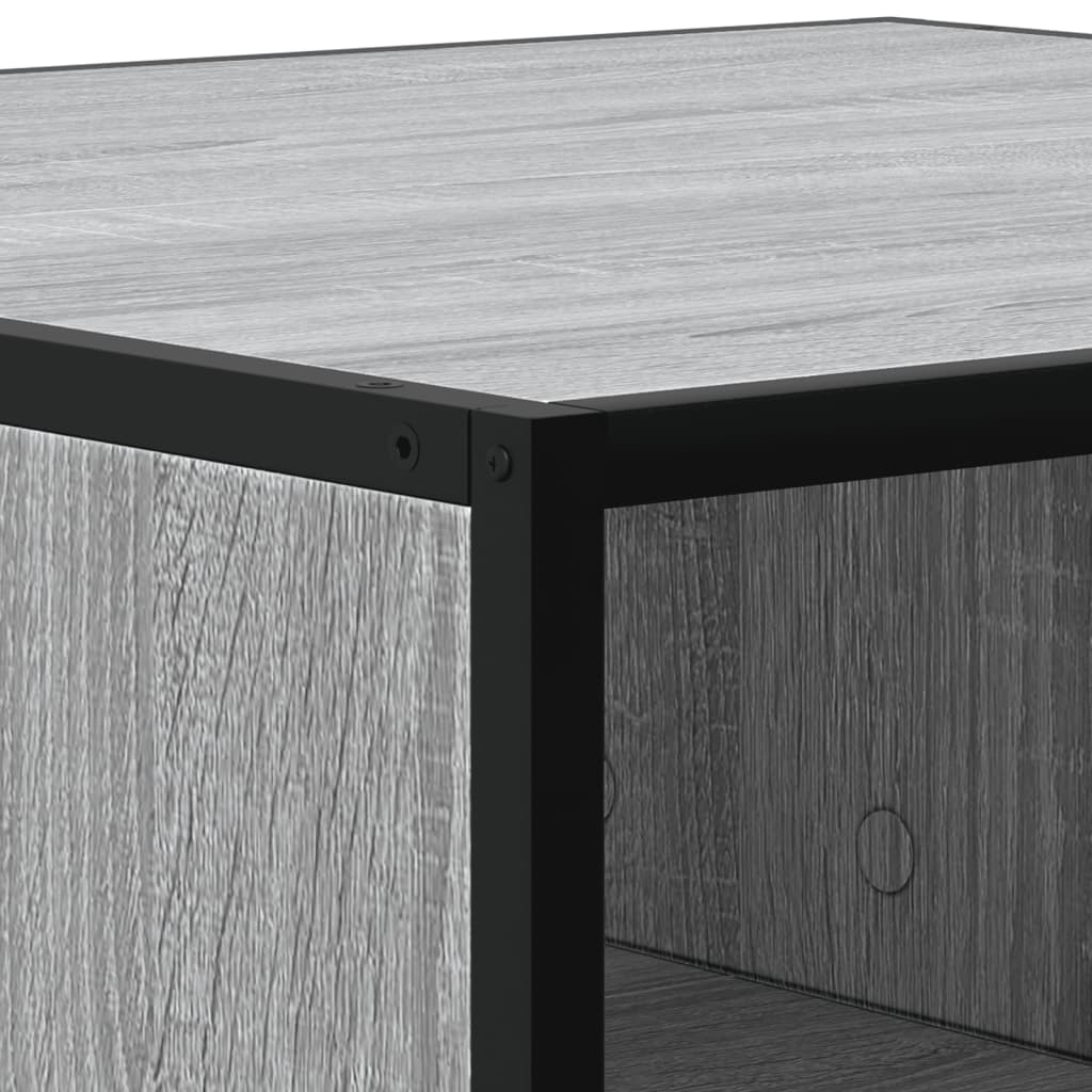 Tavolino Grigio Sonoma 100x100x30 cm in Truciolato e Metallo