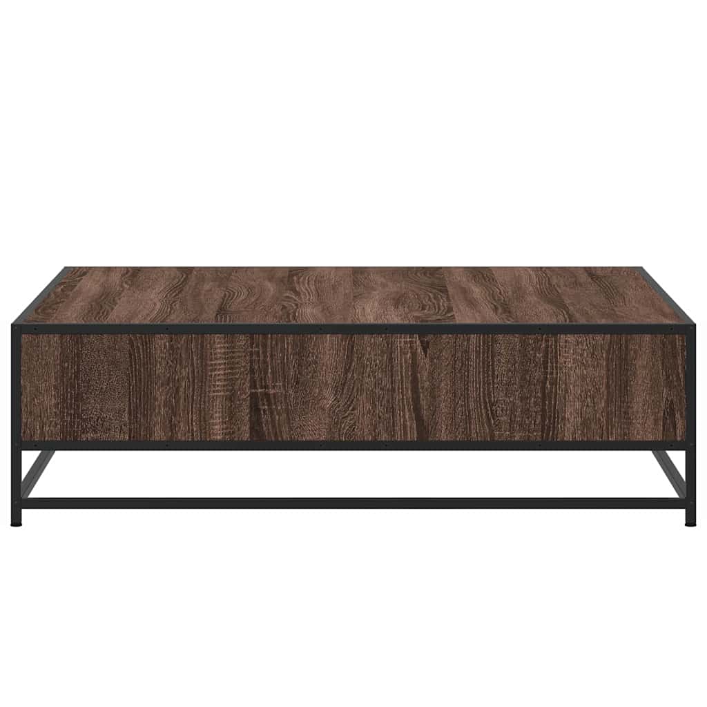 Tavolino Rovere Marrone 100x100x30 cm in Truciolato e Metallo