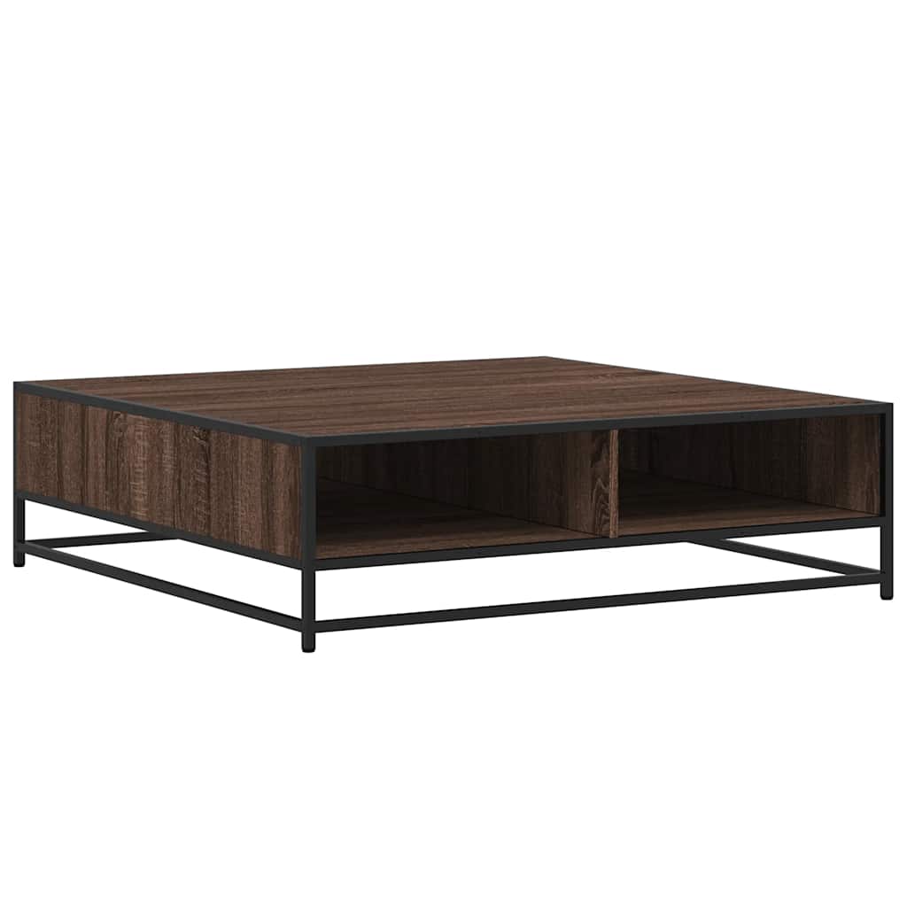 Tavolino Rovere Marrone 100x100x30 cm in Truciolato e Metallo
