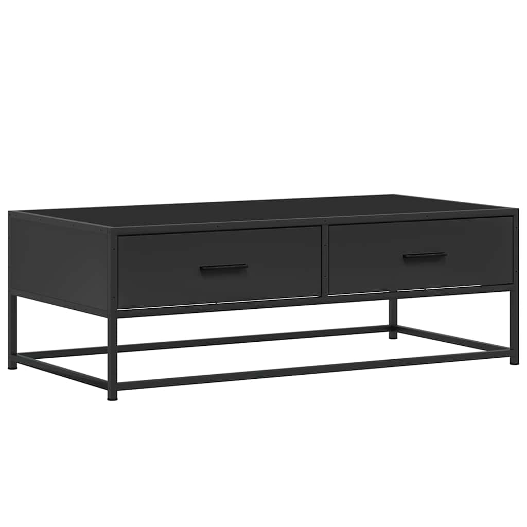 Tavolino Salotto Nero 100x50x35 cm Legno Multistrato e Metallo