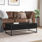 Tavolino Salotto Nero 100x50x35 cm Legno Multistrato e Metallo