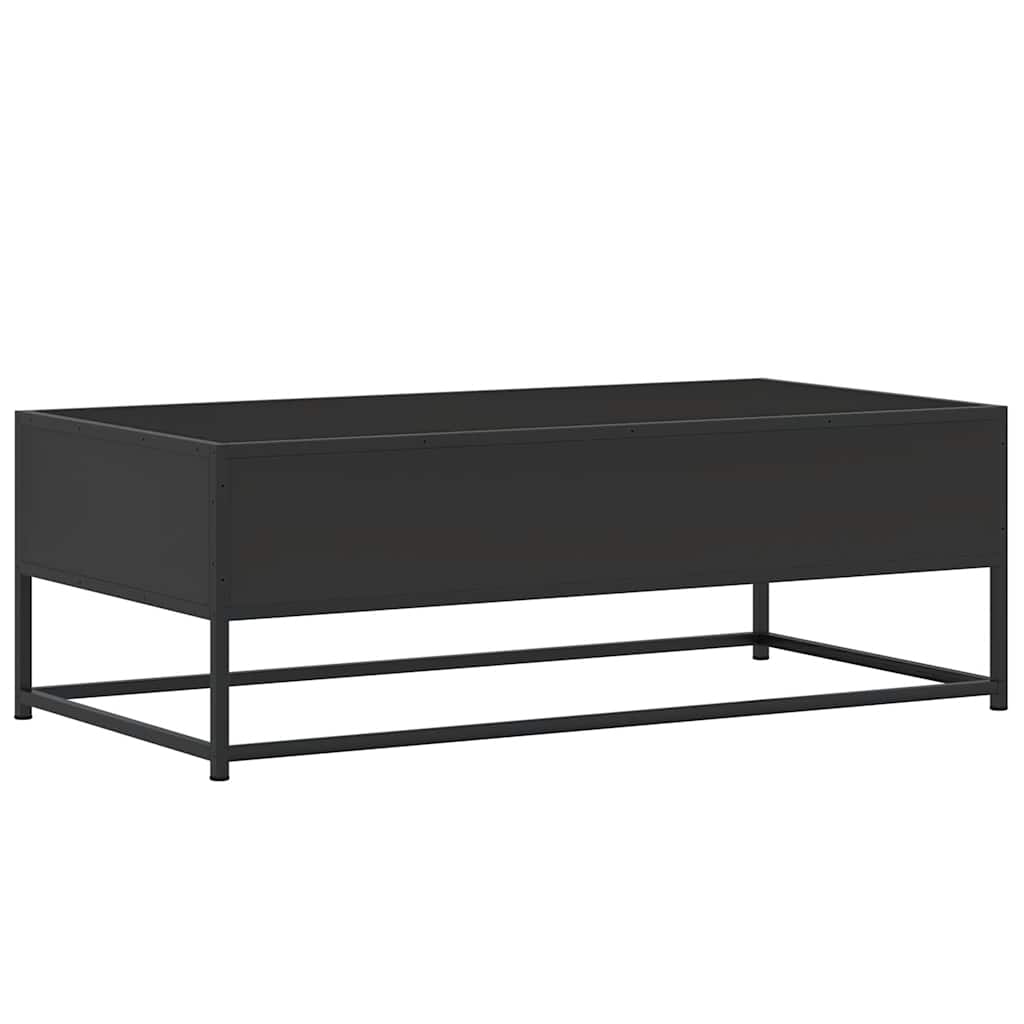 Tavolino Salotto Nero 100x50x35 cm Legno Multistrato e Metallo