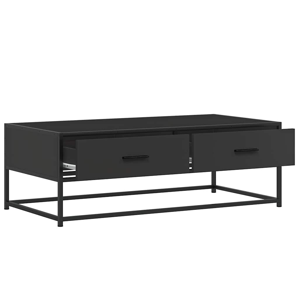 Tavolino Salotto Nero 100x50x35 cm Legno Multistrato e Metallo