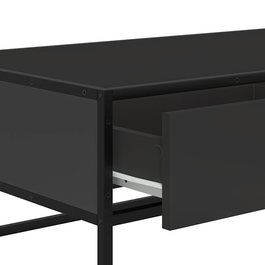 Tavolino Salotto Nero 100x50x35 cm Legno Multistrato e Metallo